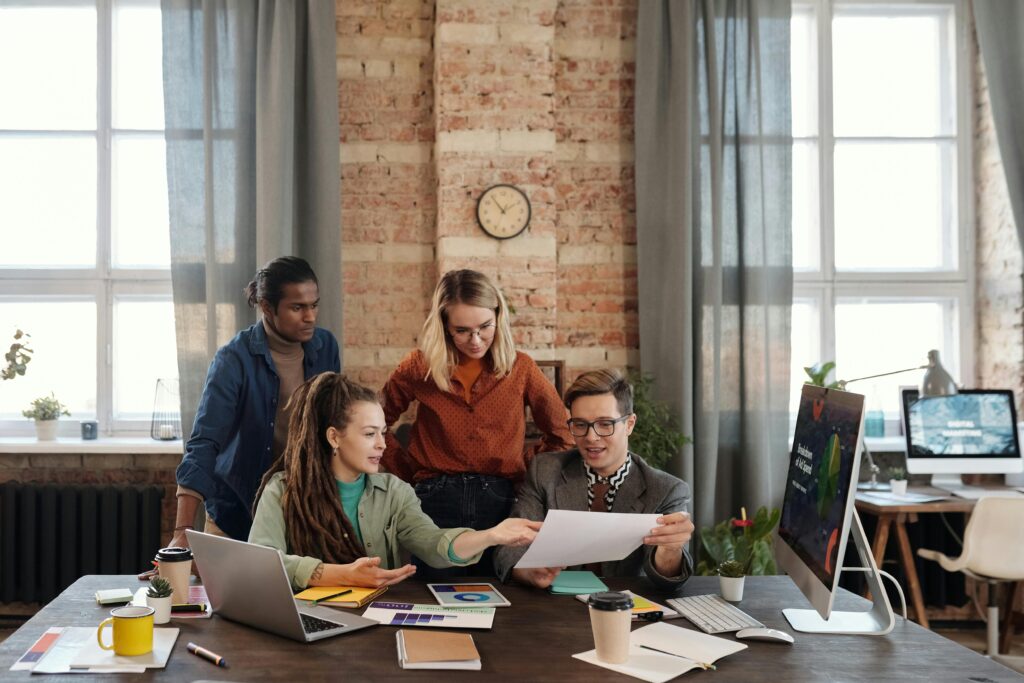 Digital marketing team working together on business growth strategy
